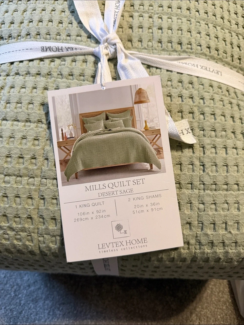 Levtex Sage Green Waffle Quilt Set